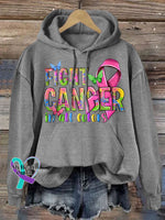 Fight Cancer In All Colors Awareness Print Casual Sweatshirt Hoodie-Grey / S