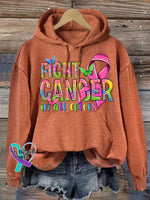 Fight Cancer In All Colors Awareness Print Casual Sweatshirt Hoodie-Orange / S