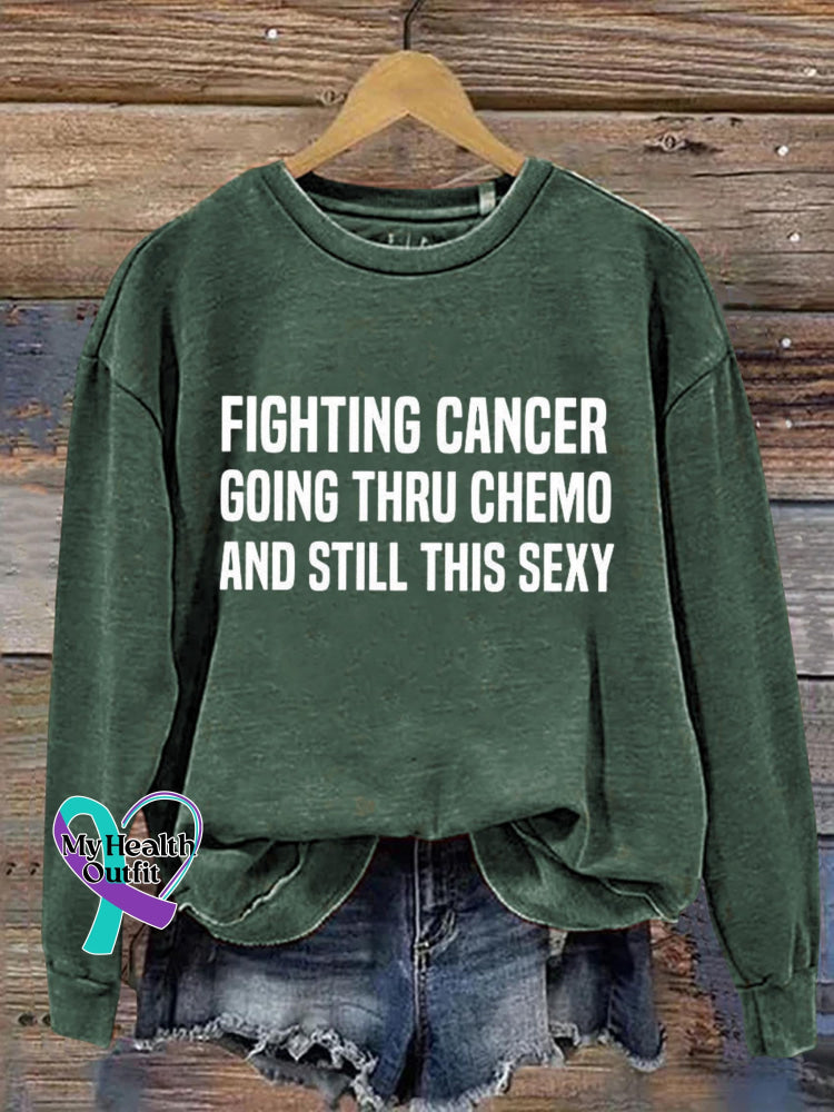 Fighting Cancer Art Print Pattern Casual Sweatshirt Green / S