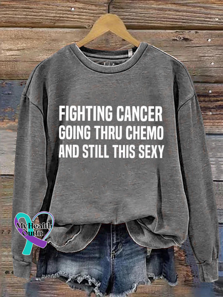 Fighting Cancer Art Print Pattern Casual Sweatshirt Grey / S