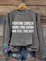 Fighting Cancer Art Print Pattern Casual Sweatshirt Grey / S