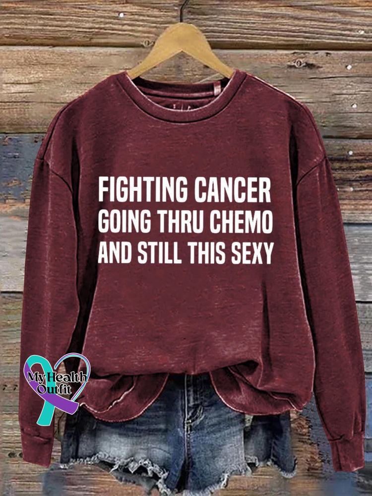 Fighting Cancer Art Print Pattern Casual Sweatshirt Red / S