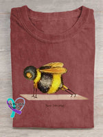 Funny Bee Strong Art Print Casual Cotton T-shirt Red / S