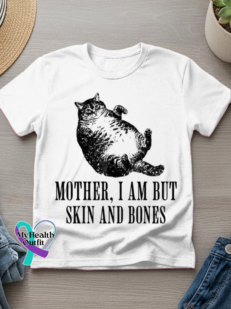 Funny Cat Art Print T-shirt White / S