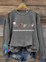 Funny Christmas Overstimulated But Festive Print Casual Sweatshirt Grey / S