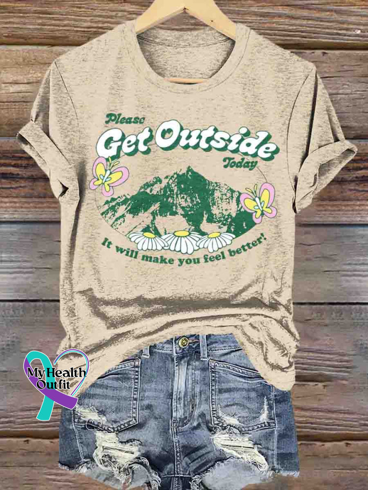 Get Outside Art T-shirt Apricot / S