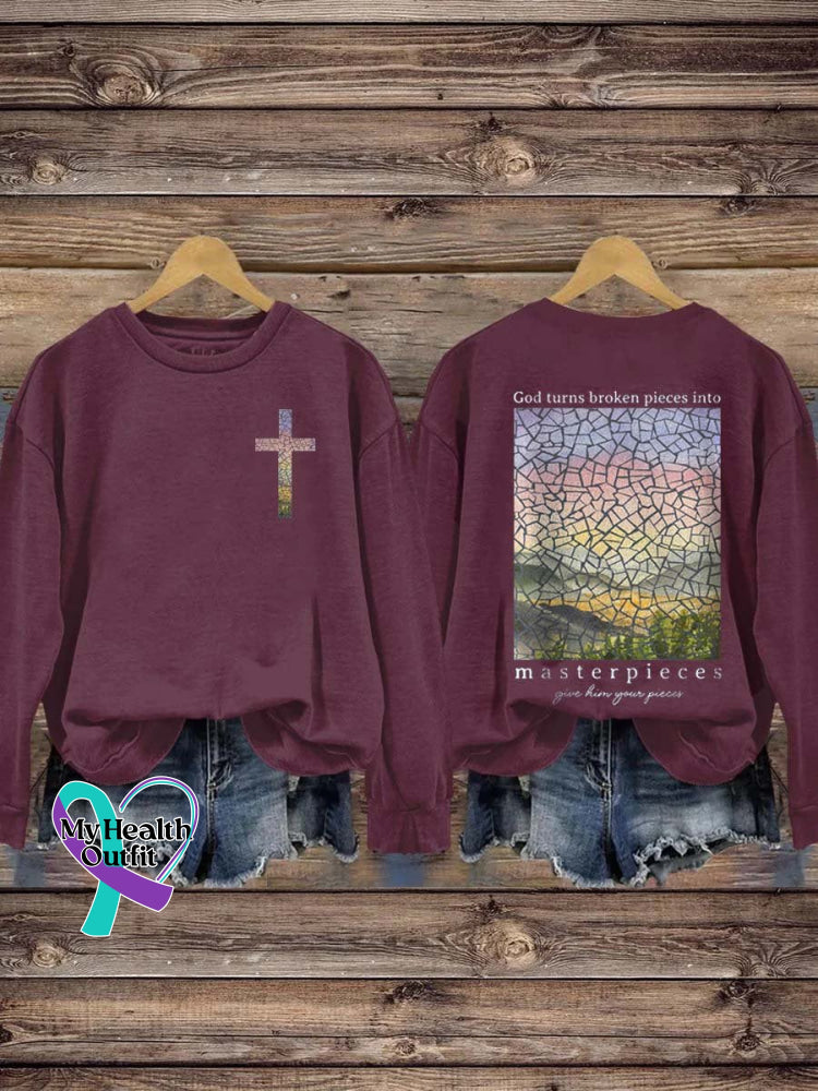 God Turns Broken Pieces Into Masterpieces Casual Sweatshirt Maroon / S