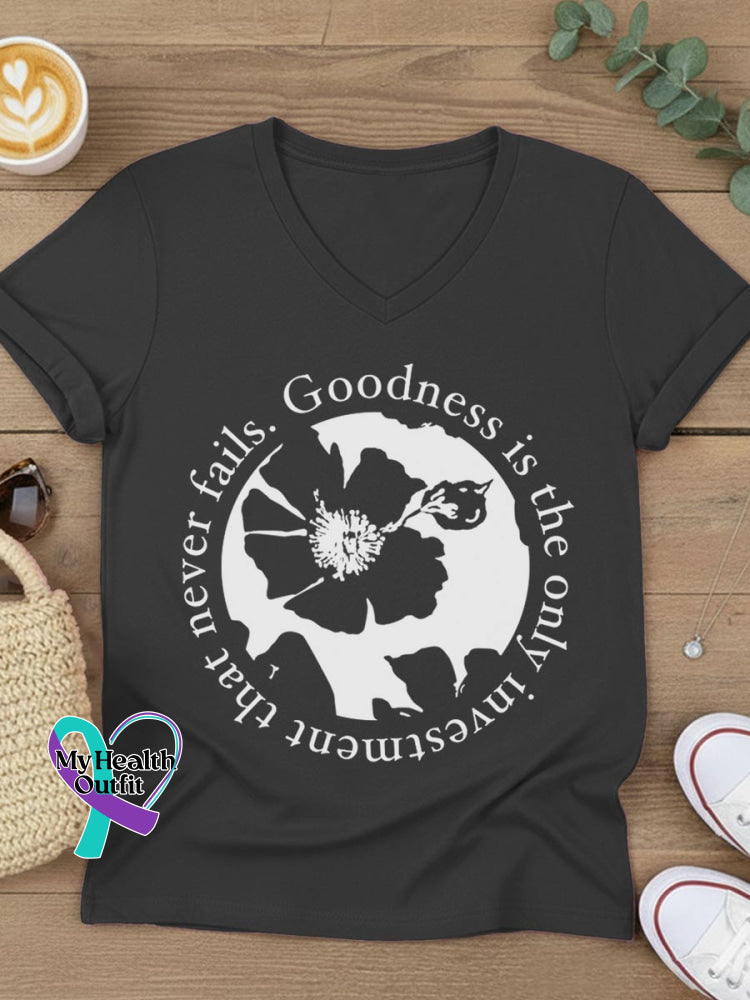Goodness Art V-neck Casual T-Shirt Black / S