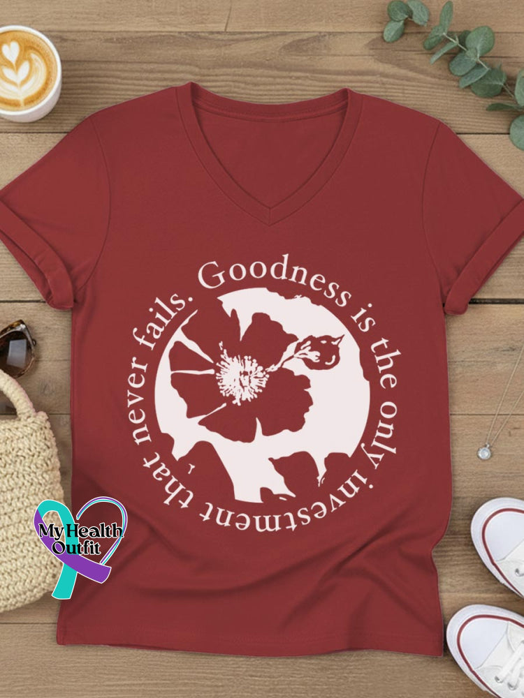 Goodness Art V-neck Casual T-Shirt Red / S