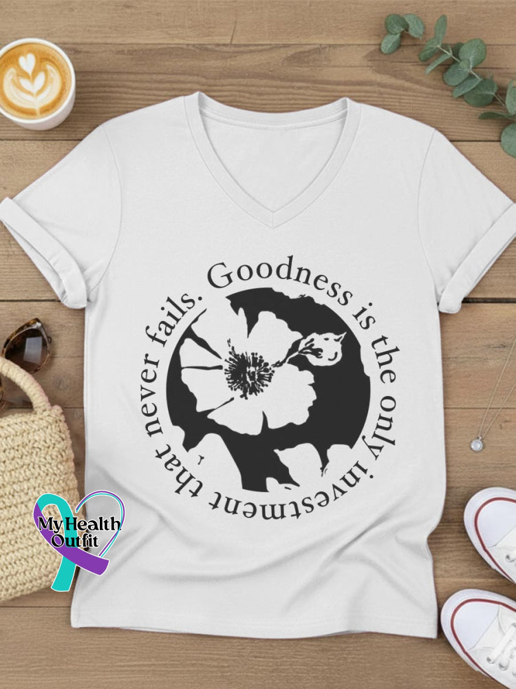 Goodness Art V-neck Casual T-Shirt White / S