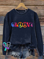 Groovy Peace Sign Casual Sweatshirt Blue / S