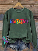 Groovy Peace Sign Casual Sweatshirt Green / S