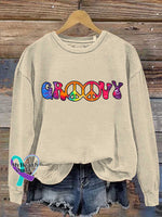 Groovy Peace Sign Casual Sweatshirt Sand / S