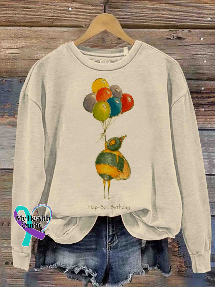 Hap-Bee Birthday Art Casual Sweatshirt Apricot / S