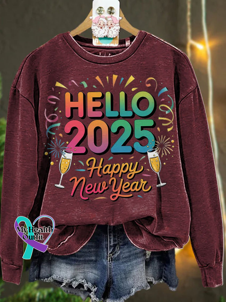 Happy New Year 2025 Sublimation Casual Sweatshirt Maroon / S