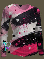 Heart Art Print Casual Long Sleeve Sweatshirt Multicolor / S