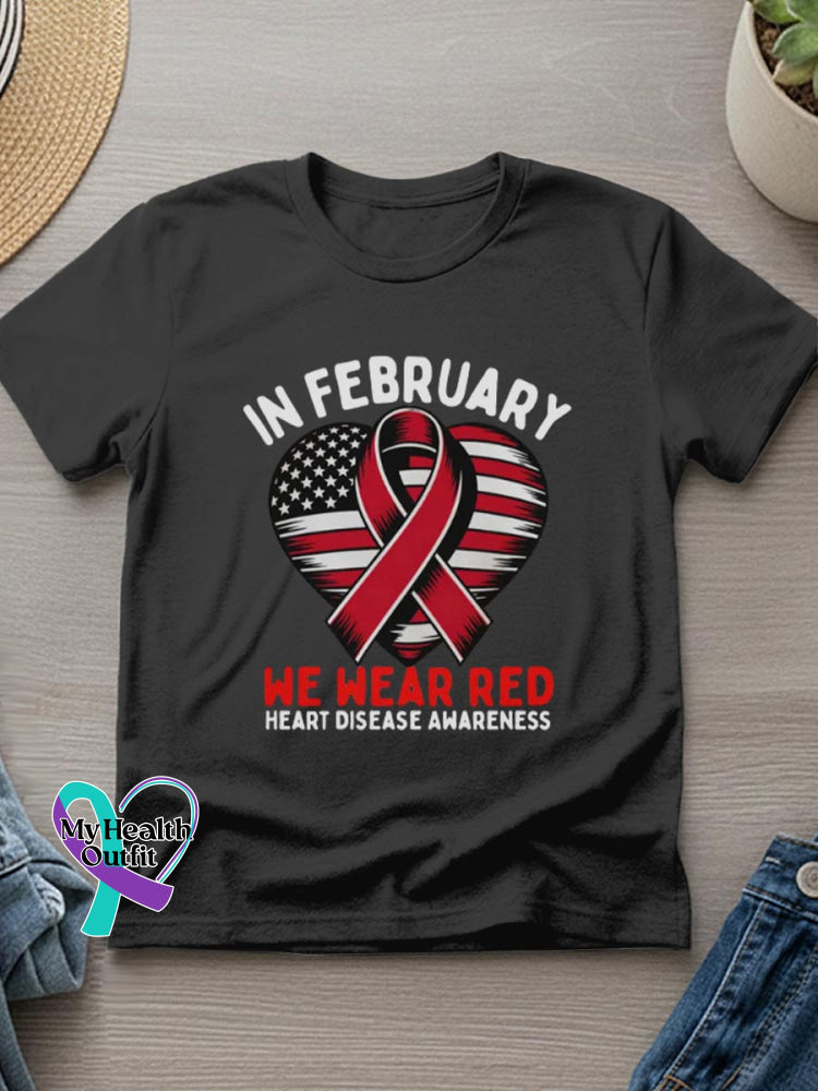 Heart Disease Awareness Art Casual T-Shirt Black / S