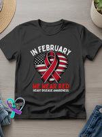 Heart Disease Awareness Art Casual T-Shirt Black / S