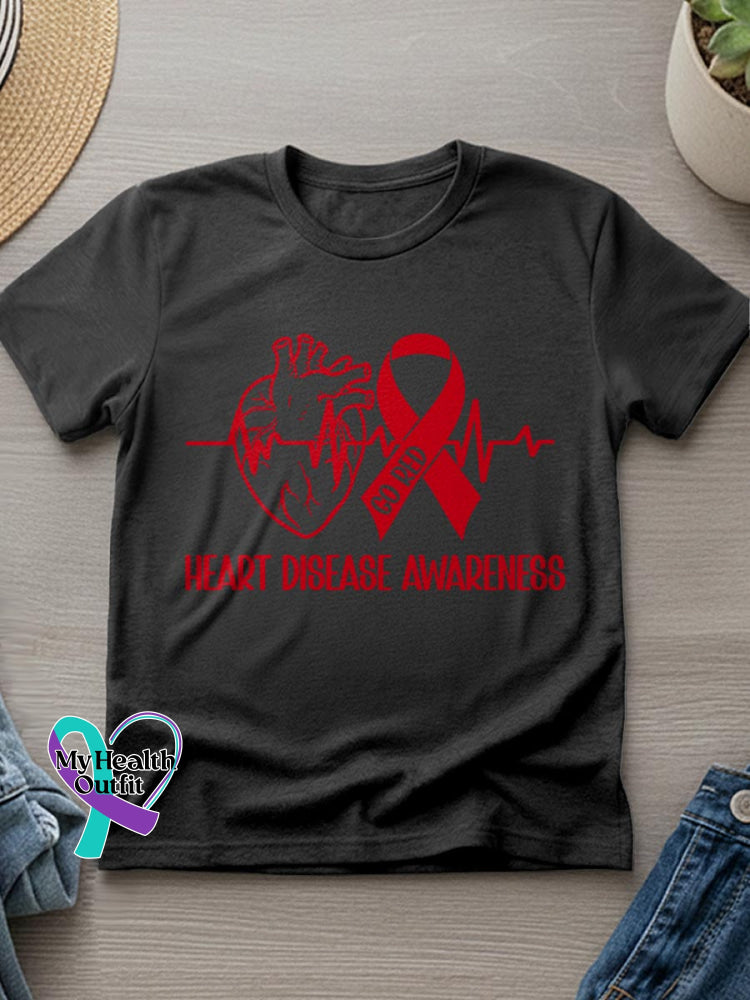 Heart Disease Awareness Art Casual T-Shirt Black / S