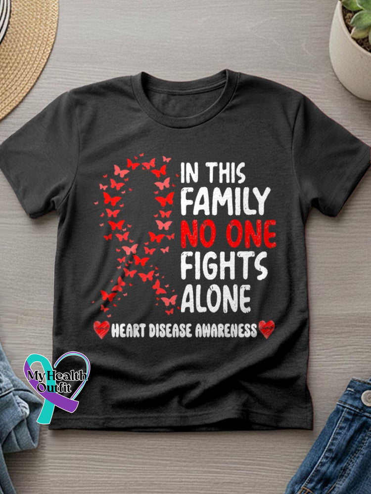 Heart Disease Awareness Art Casual T-Shirt Black / S