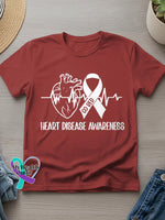 Heart Disease Awareness Art Casual T-Shirt Red / S