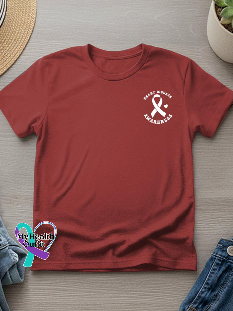 Heart Disease Awareness Art Casual T-Shirt Red / S