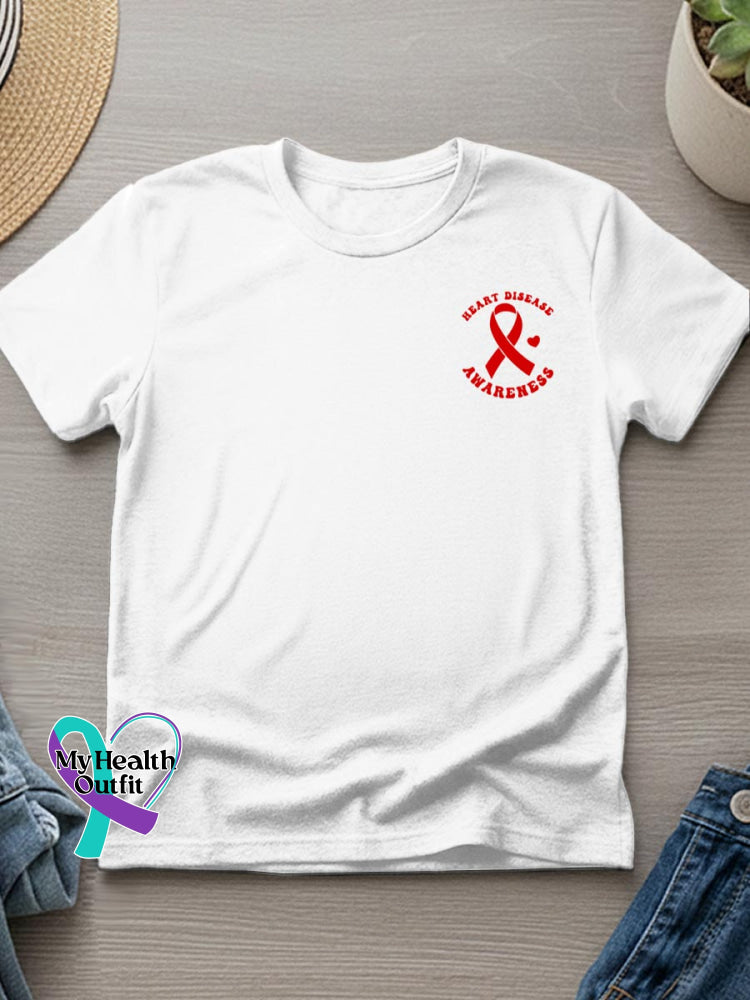 Heart Disease Awareness Art Casual T-Shirt White / S
