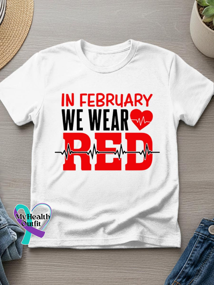 Heart Disease Awareness Art Casual T-Shirt White / S