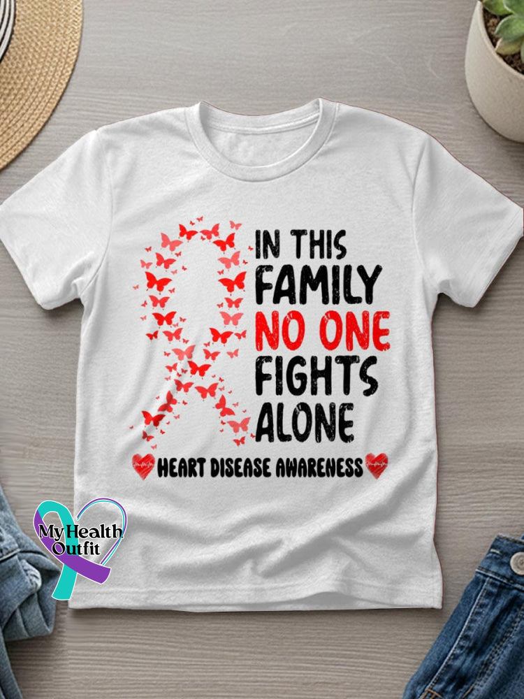 Heart Disease Awareness Art Casual T-Shirt White / S