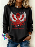 Heart Disease Awareness Print Casual Sweatshirt Black / S
