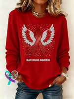 Heart Disease Awareness Print Casual Sweatshirt Red / S