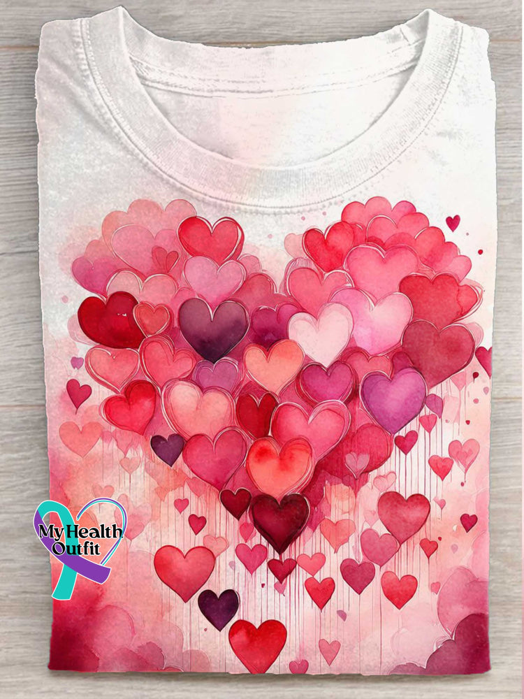 Heart Print T-shirt Multicolor / S