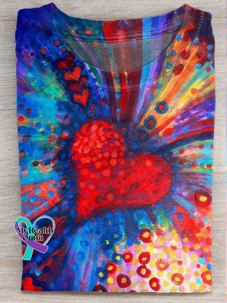 Heart Print T-shirt Multicolor / S