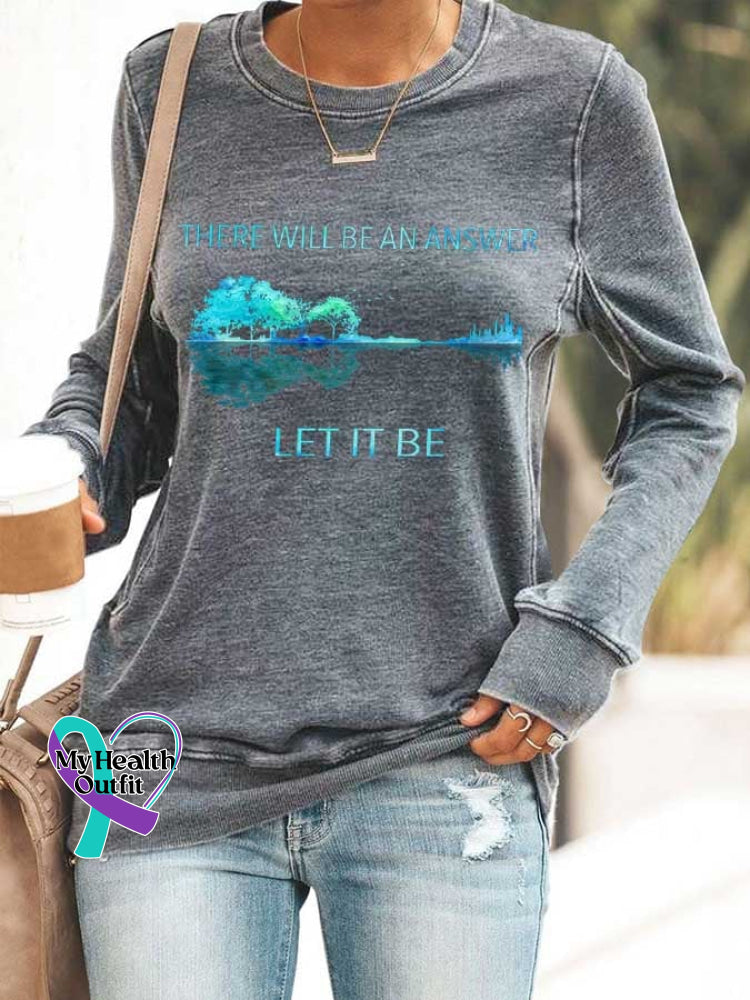 Hippie Guitar Lake There Will Be An Answer Let It Print Sweatshirt Grey / M