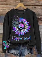 Hippie Soul Peace Sign Casual Sweatshirt Black / S
