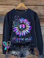 Hippie Soul Peace Sign Casual Sweatshirt Blue / S