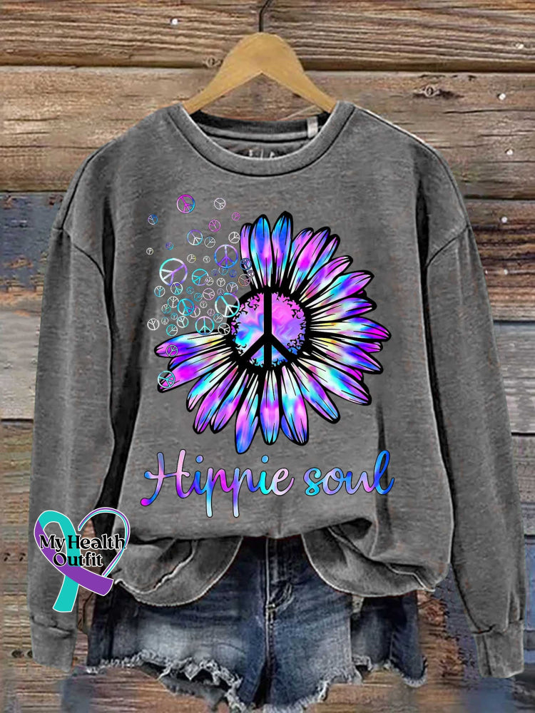 Hippie Soul Peace Sign Casual Sweatshirt Grey / S