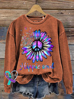 Hippie Soul Peace Sign Casual Sweatshirt Orange / S