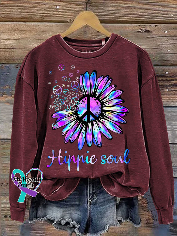 Hippie Soul Peace Sign Casual Sweatshirt Red / S