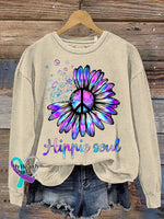 Hippie Soul Peace Sign Casual Sweatshirt Sand / S