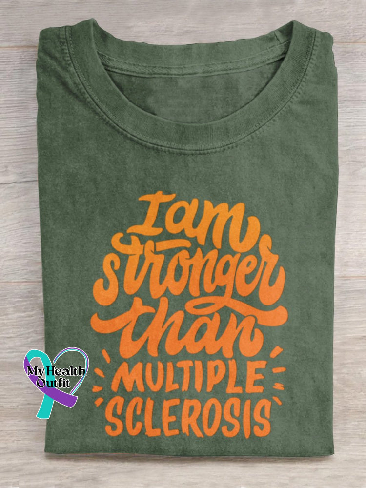 ’I Am Stronger Than Multiple Sclerosis’ Sclerosis Awareness Texts Graphic Printed T-Shirt Green / S