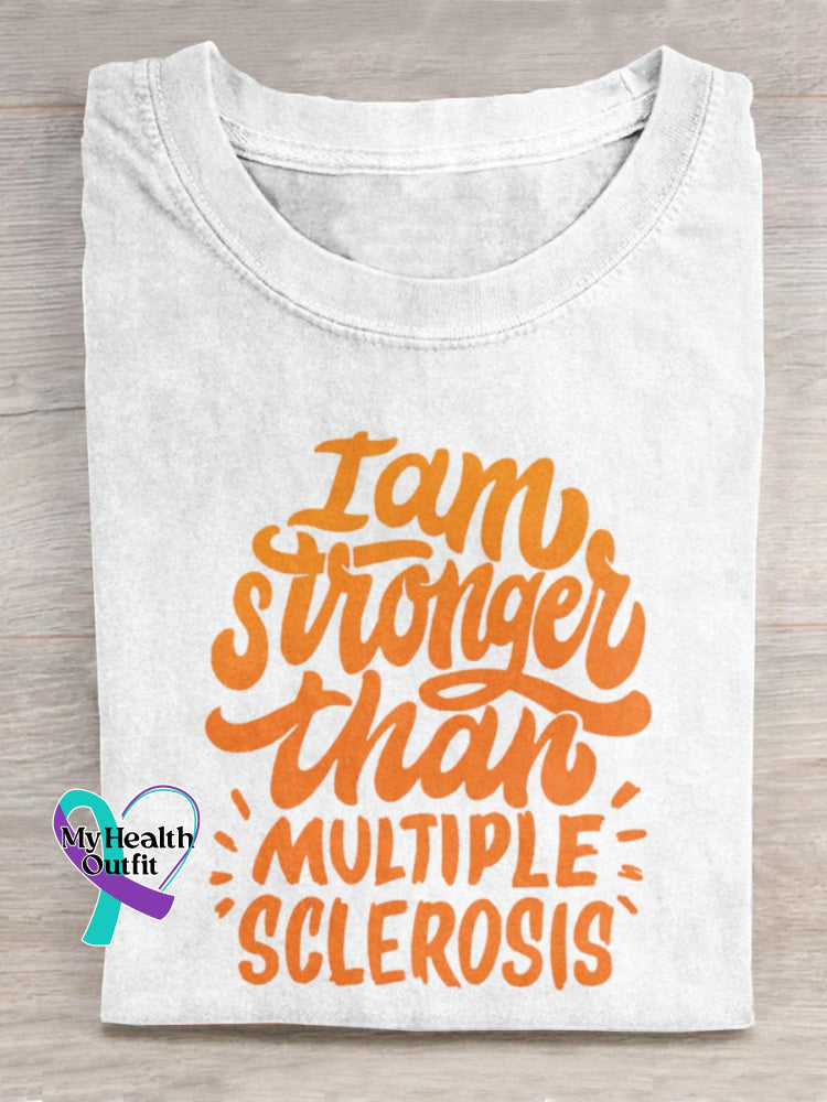 ’I Am Stronger Than Multiple Sclerosis’ Sclerosis Awareness Texts Graphic Printed T-Shirt White / S