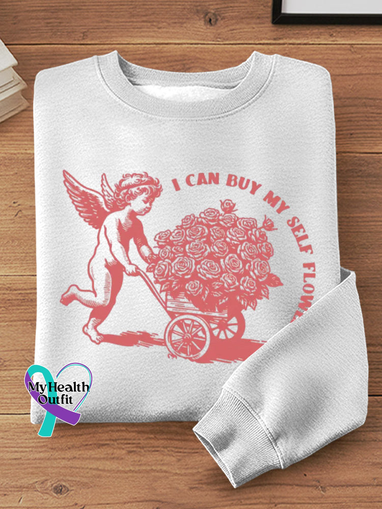 I Can Buy Myself Flower Vintage Art Print Casual Sweatshirt White / S
