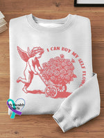 I Can Buy Myself Flower Vintage Art Print Casual Sweatshirt White / S