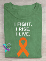 I Fight. I Rise. I Live. Multiple Sclerosis Awareness Print T-shirt Green / S