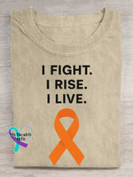 I Fight. I Rise. I Live. Multiple Sclerosis Awareness Print T-shirt Khaki / S