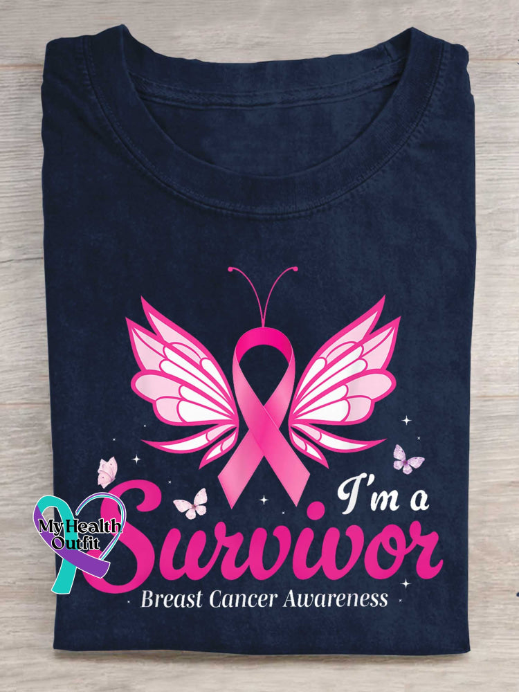 I ’m A Survivor Breast Cancer Awareness T-shirt Blue / S
