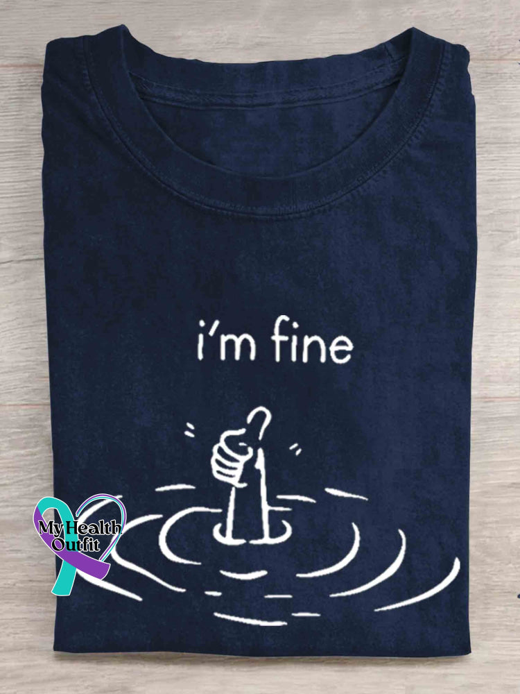 I‘m Fine Funny T-Shirt Navy / S