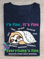 I’m Fine It’s Fine Everything’s Fine Metastatic Breast Cancer Awareness T-shirt Blue / S