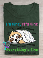 I’m Fine It’s Fine Everything’s Fine Metastatic Breast Cancer Awareness T-shirt Green / S